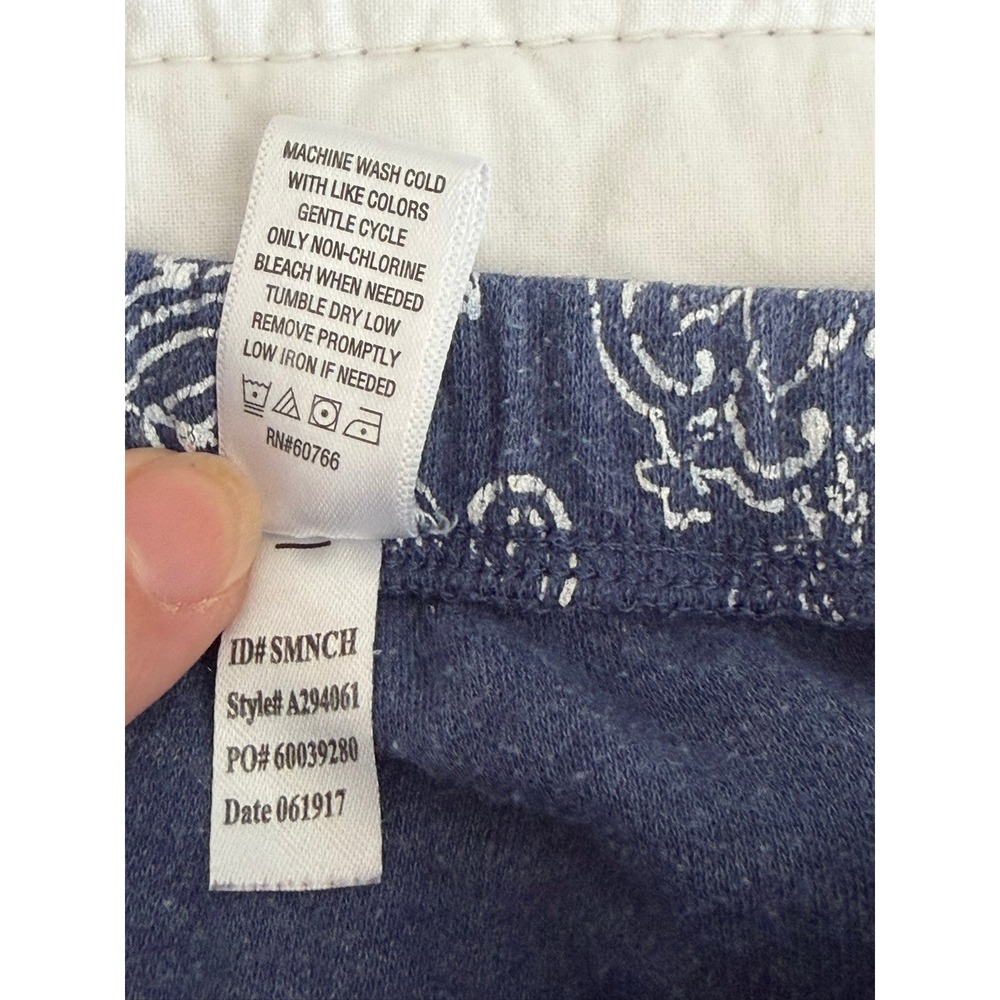 Denim & Co Navy Floral Pajama Pants 2X Blue White Wide Leg Lounge A294061 - Picture 7 of 9